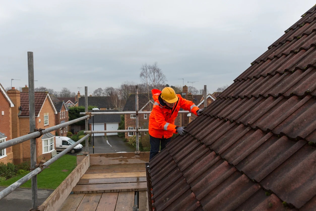 Roofing work being carried out on a residential property