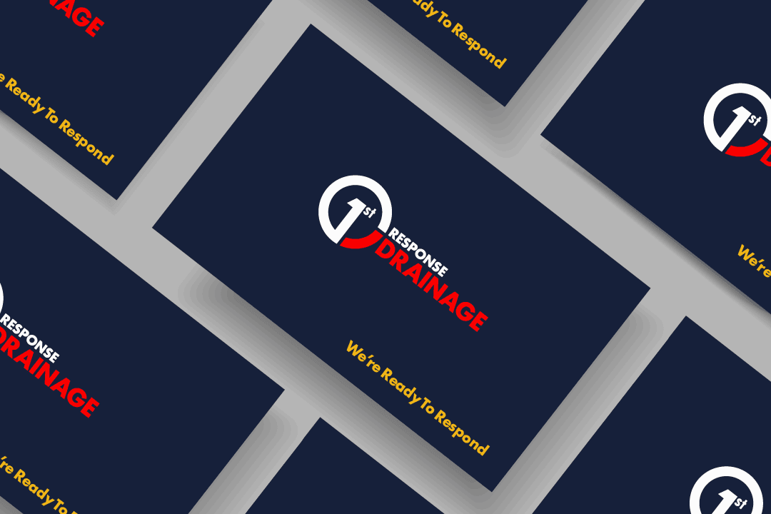 1st Response Drainage business card design mock-up